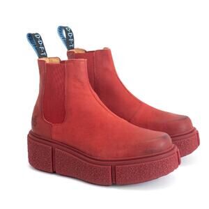 John Fluevog Piccolomini Platform Chelsea Boots Red Size 11